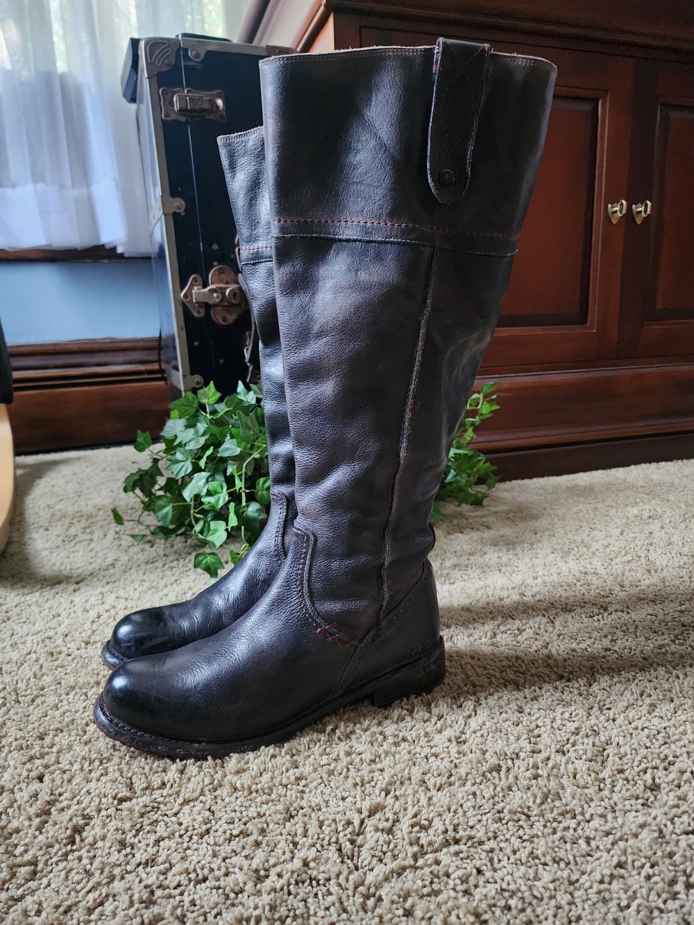Bed Stu Women's Wide Calf Over-the-Knee Leather Boots in Dark Brown